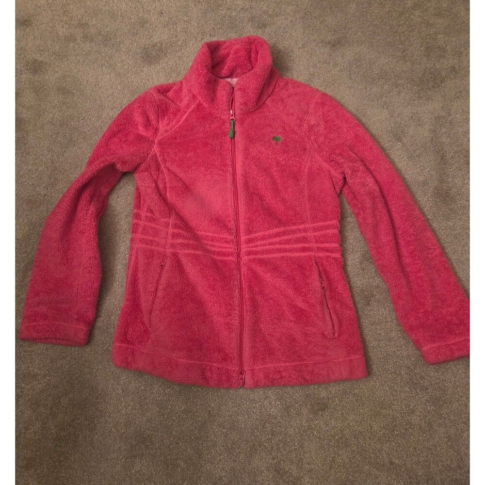 Lilly Pulitzer "Maddie" Full-Zip Fleece Jacket in Hot Pink/Coral Size M